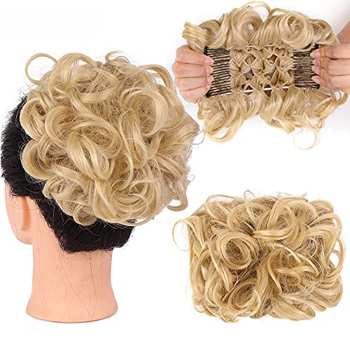 Chouchou cheveux bouclés blond décoloré 613 en extensions synthétiques