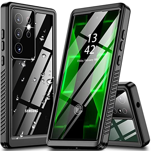Oterkin for Samsung Galaxy S23 Ultra Case Waterproof, S23 Ultra Case with Built-in Screen Protector [Support Fingerprint Unlock][Full Body Protection][12FT Military Grade] S23 Ultra Phone Case (Black)