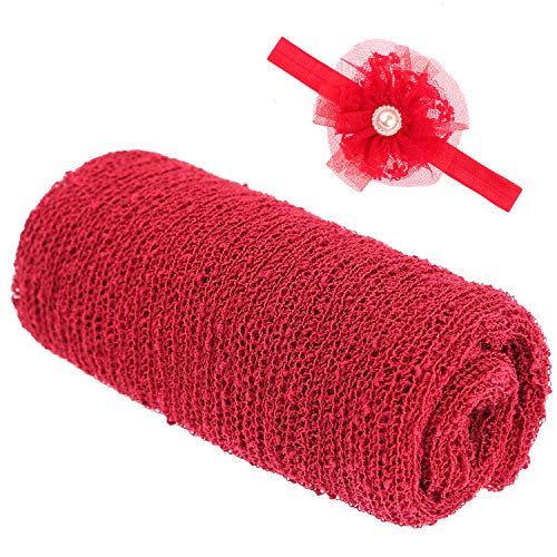 Newborn Baby Photography Props - Long Ripple Wrap Blanket and Lace Beads Headb