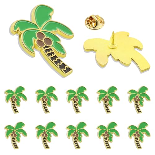 12/Pcs Gold Palm Coconut Tree Enamel Pins,Coconut Tree Meme,'You Think You Just Fell out of a...