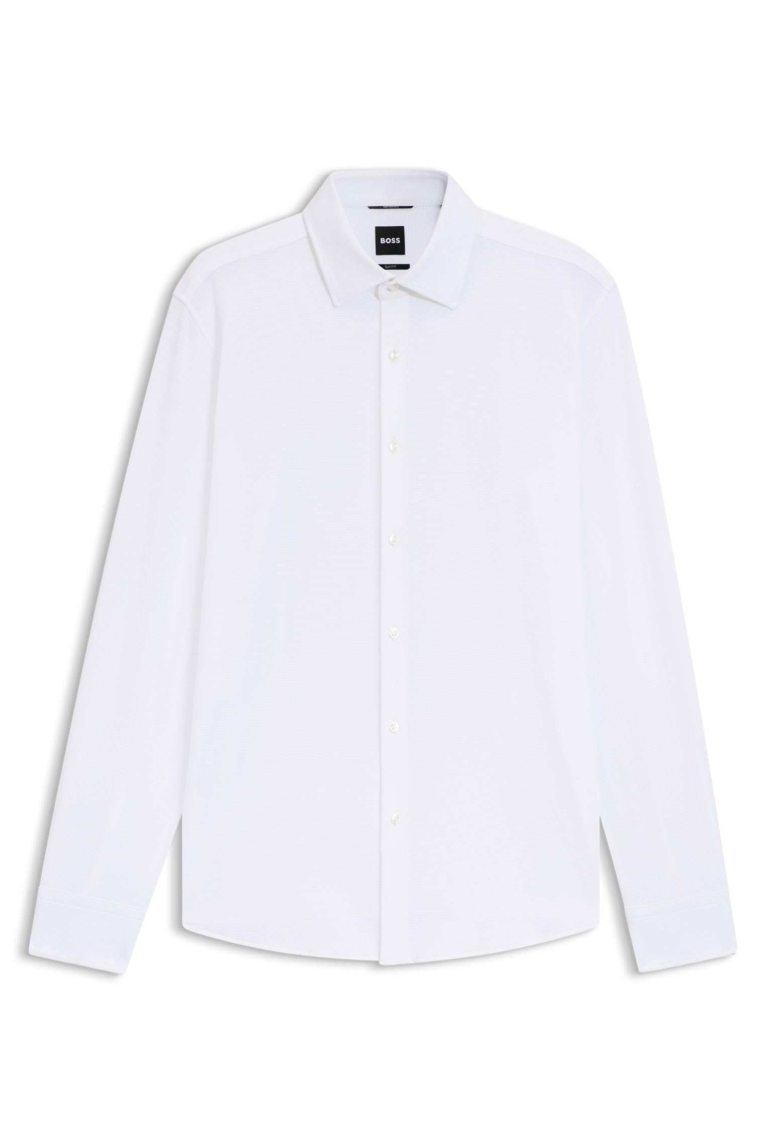 BOSS Slim-fit Shirt in Performance-Stretch Structured Jersey White