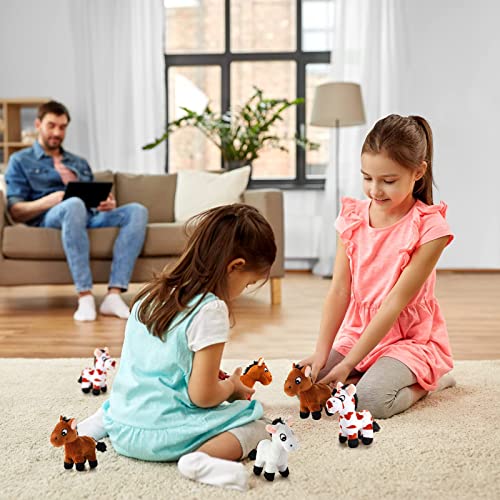 9 Pack Horse Stuffed Animals Horse Plush Toy Standing Stuffed Horse 4 Inch Mini Plush Horse With Detachable Chain For Animal Theme Party Birthday Decoration Supplies (Cute Style) #TOP5