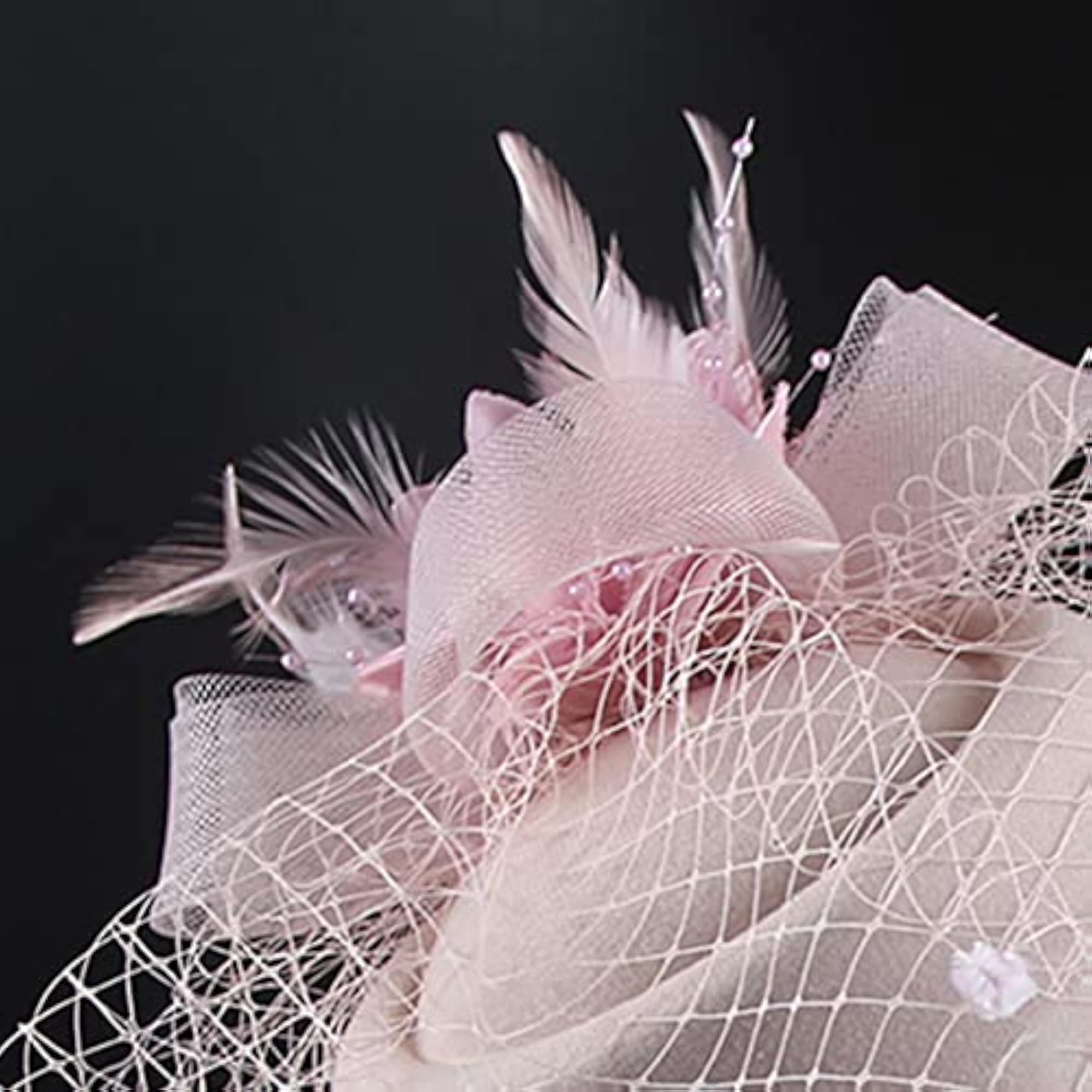 Vintage Style Pink Fascinator Hat with Veil Hair Clip