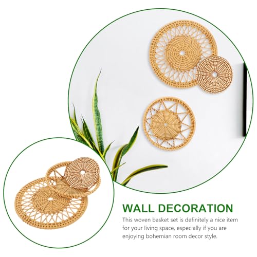Cestas de pared de mimbre POPETPOP decoracion boho de algas marinas redondas para salon 4