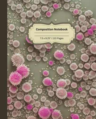 Composition Notebook: Poly Floral Design Journal Notebook | 110 Pages, 7.5 x 9.25"