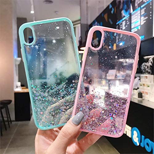 Image of Vonzee Case Compatible with iPhone X & XS (5.8 inch), Non Moving Glitter Cover for Girls & Women Soft TPU Shockproof Anti Scratch Drop Protection Cover (Mint Green)