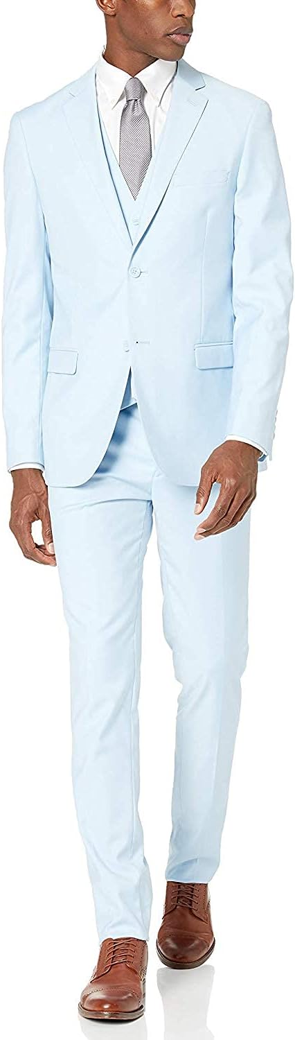 Adam Baker Men's 3-Piece Single Breasted Slim Fit 2-Button Vested Dress Suit Set & Tuxedo Suit Set - Colors