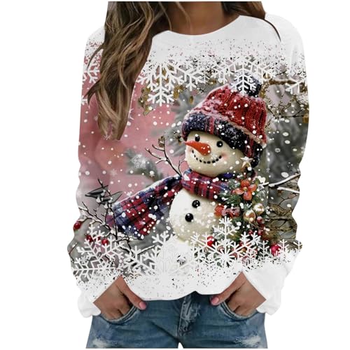 DOLNINE Women's Plus Size Christmas Sweater - Long Sleeve Tunic Shirt With Snow Elk Design, Sizes XL-4X (14W-28W)