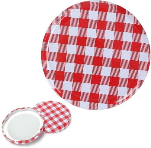 100 Stück Twist-Off Deckel Ersatzdeckel (82 mm) – Weiße Schraubverschlüsse für Sturzgläser & Einmachgläser (230/350/435/565 ml) – Luftdicht, Spülmaschinenfest & Wiederverwendbar (Rot)