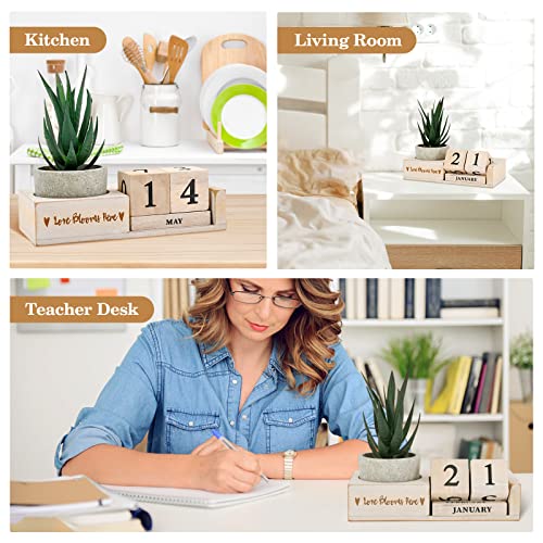 Snapklik.com : Wooden Block Calendar For Desk Decorative Date Blocks ...