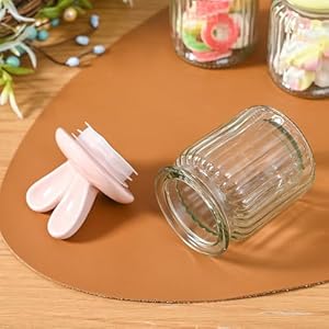 Glasseastercandyjarswithceramicbunnyearlids4pcssealingbunnyjarsinpastelcolorsforstorageminieggscookiestraytablecenterpiecekitchenhomespringdecor Urban Country Home Decor Glass easter candy jars with ceramic bunny ear lids 4pcs sealing bunny jars in pastel colors for storage mini eggs cookies tray table centerpiece kitchen home spring decor urban country home decor