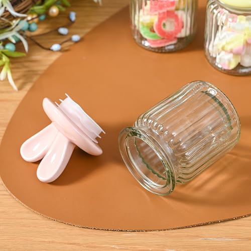 Glasseastercandyjarswithceramicbunnyearlids4pcssealingbunnyjarsinpastelcolorsforstorageminieggscookiestraytablecenterpiecekitchenhomespringdecor Urban Country Home Decor Glass easter candy jars with ceramic bunny ear lids 4pcs sealing bunny jars in pastel colors for storage mini eggs cookies tray table centerpiece kitchen home spring decor urban country home decor