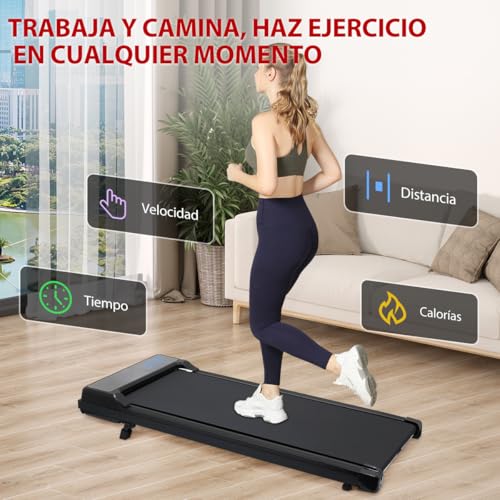 Image of Caminadora Electrica Portatil, Walking Pad Mecanica con Inclinacion con Pantalla LED, Silencios Antideslizante Cinta de Correr para el Hogar, Soporta 100 Kg, 104 x 47 x 10 cm
