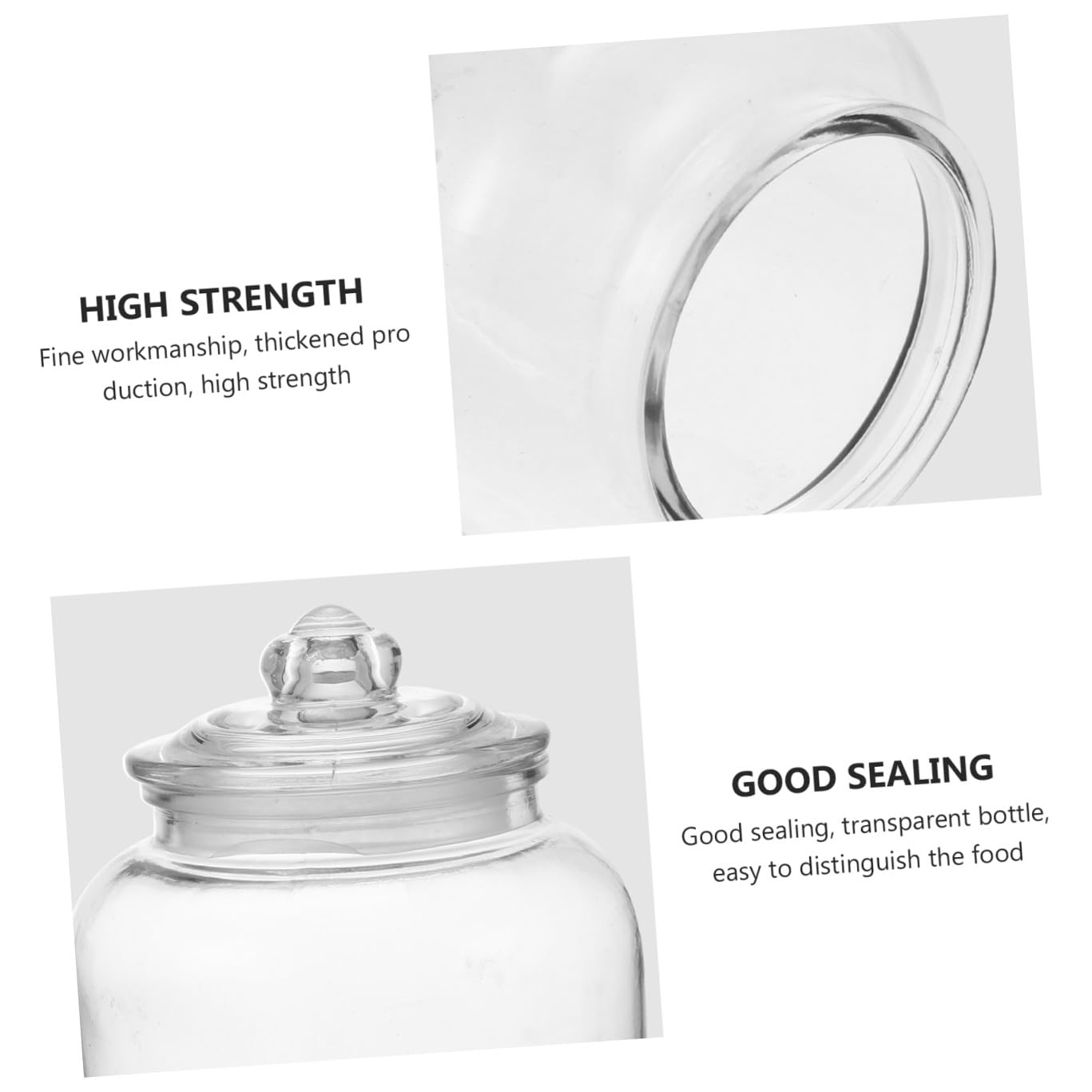 Toyvian Großer Durchsichtiger Glas Lagerbehälter 2200 ml Luftdicht mit Deckel für Getrocknete Früchte Nüsse Haushalt