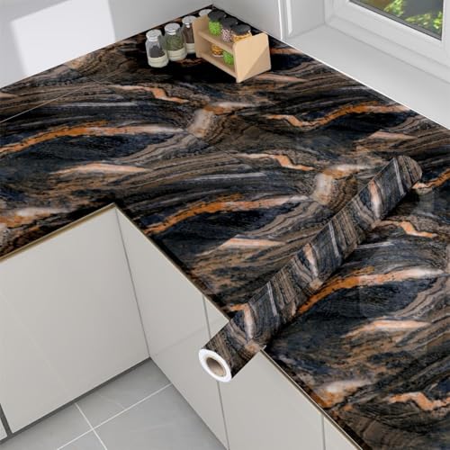 Image of VOLITO Self Adhesive Marble Wallpaper Kitchen Wallpaper Oil Proof & Waterproof Wallpaper for Cabinet Makeover, Almirah, Plastic & Tabletop, Wardrobe (60x200cm) (V-New red Rocks)