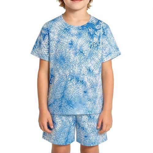 Conjunto tie-dye de niños con estampado multicolor alegre y shorts de cintura elástica 2