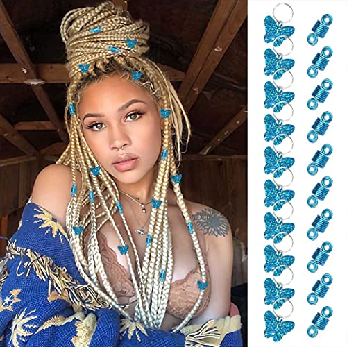 Formery Butterfly Hair Jewelry For Women Braids Blue Butterflies Coiling Loc Jewelry For Hair Spiral African Dreadlock Accessories（Pack Of 20) #TOP6