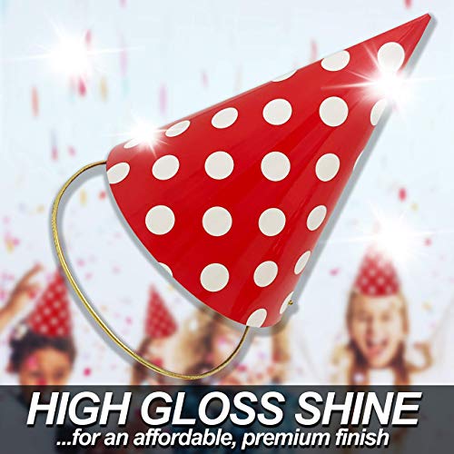 Kids Birthday Party Hats - Fully-Assembled CARDSTOCK - Red Paper Cones Polka Dot Hat