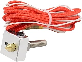 APAAZO Hot End Kit MK7 MK8 0.4mm Nozzle Extruder Throat 12V 24V 40W Heater Thermistor Aluminum Heater Block Compatible With 3D Printer (Color : 12V, Size : 50mm Throat)