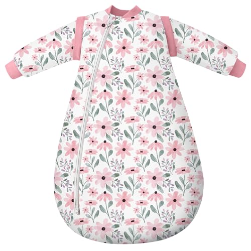 Yoofoss Baby Sleeping Bag 3.5 TOG - 18-24 Months Winter Sleeping Bag Baby with Removable Long Sleeves 100% Organic Cotton Sleep Sack Newborn Infant Toddler