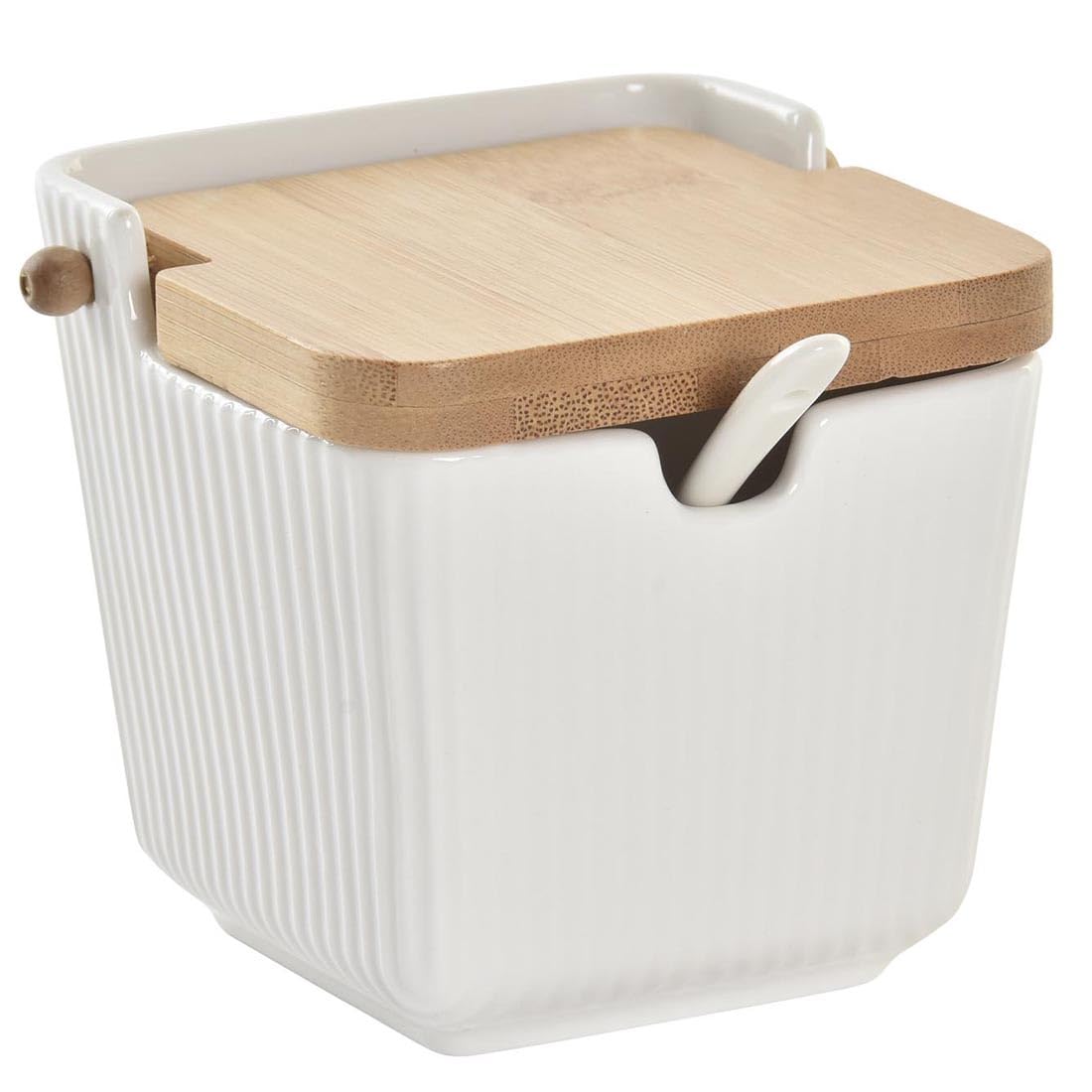 Space Home - Ceramic Sugar & Salt Bowl with Lid for Home and Kitchen - Salt Pepper Spice Box Container with Lid - Container for Dressings or Spices