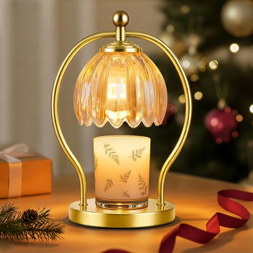 COTTHOS Candle Warmer Lamp, Dimmable Candle Warmer with Timer, Vintage Candles Wax Warmers for Jar Candles Christmas Birthday Gifts for Women Mom, Home Decor for Bedroom Living Room, Gold Amber