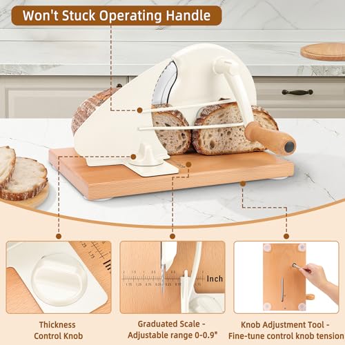 Image of CAWIU Upgraded Manual Bread Slicer for Homemade Sourdough Round with Cover