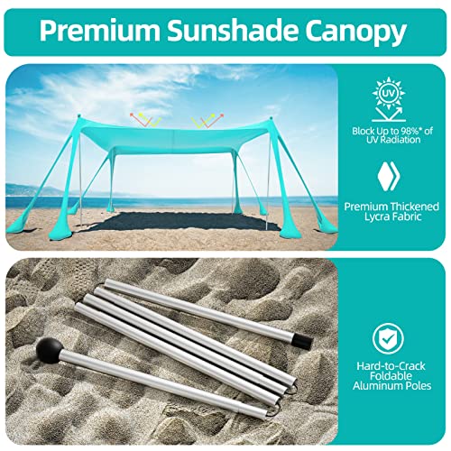 Beach Tent Canopy Beach Shade 10X10Ft Upf50+ Sun Shelter With 8 Sand Bags 4 Stable Poles Sand Shovel Jscares Cabana For 8 Person Portable Outdoor Shade For Camping Trip Fishing Or Picnic-Green #TOP4