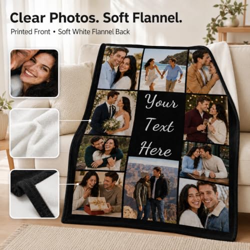 Bemaystar Custom Blanket with Picture and Text, Made in USA, Ships Next Day, Personalized Photo Blanket, Customized Blankets Gifts for Couples Family Mom Dad, Birthday Anniversary Christmas - Image 5
