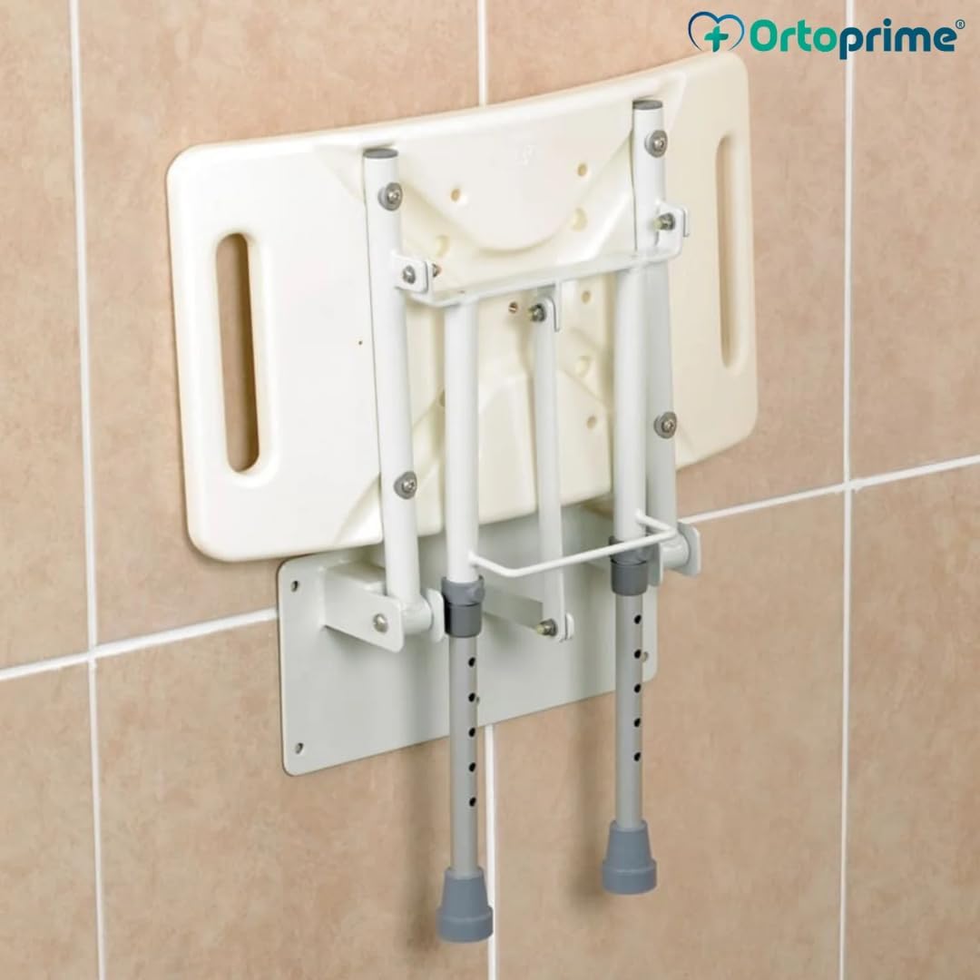 OrtoPrime Duschsitz mit Füßen - Rutschfester Duschstuhl klappbar - Duschhocker für Senioren höhenverstellbar - Badhocker robust