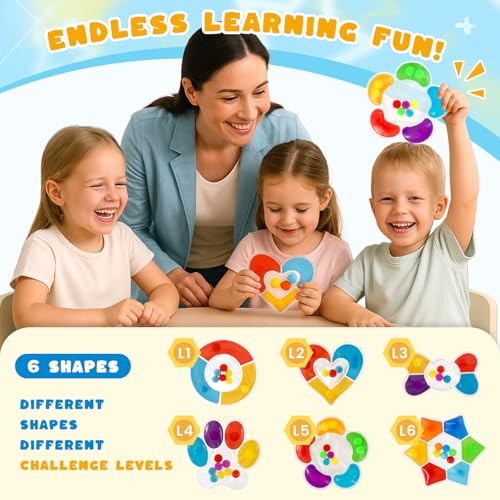 Image of LovesTown 6PCS Color Sorting Toys, Sensory Fidget Toys for Kids Color Matching Game Travel Essenstial Birthday Gifts Goodie Bags