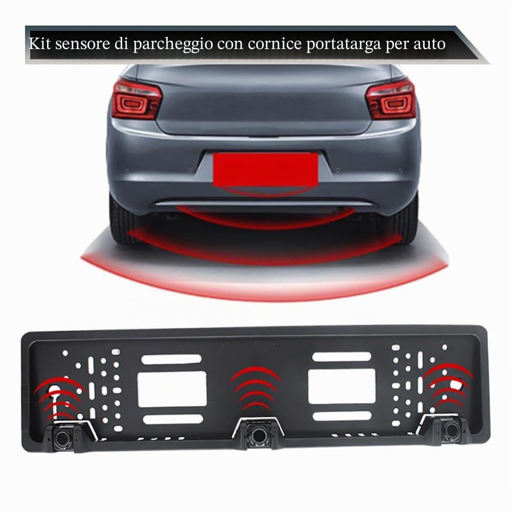 Riloer Fanale posteriore per targa europeo, con 3 sensori, 2 metri/0-78,7 pollici, 4 suoni BBI prompt