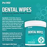 Pet MD Dog Breath Freshener Dental Wipes for Dogs - Tartar and Plaque Remover for Teeth Cleaning - Fresh Apple & Mint Scent Bad Breath Treatment for Dogs - 100 Count - Image 2