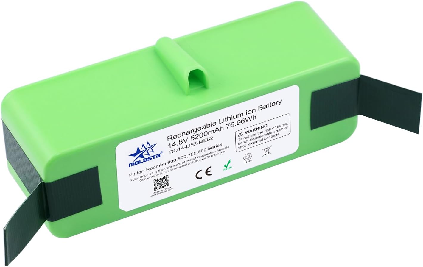 melasta 14.8V 5200mAh Lithium ion Battery Replacement Compatible with iRobot Roomba 980 960 985 690 801 850 860 870 880 891 895 770 780 790 640 650 652 655 665 670 671 675 680 685 695