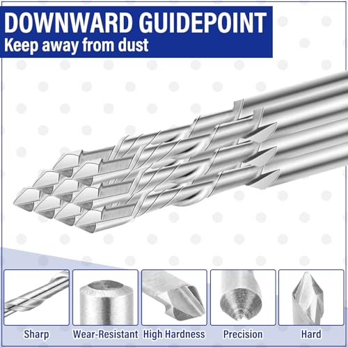 Image of Tondiamo 1 Pcs Drywall Router Bits 3 /16 Drywall Rotor Tips M2 High Speed Steel Cutting Bit Downward Router Cutout Rotary Guidepoint Drill Tool, Used for with Spiral Saw (Sliver)