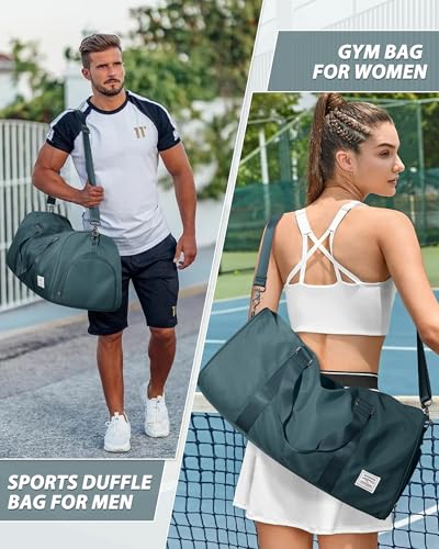 Image of Gym Bag for Women Men with Shoe Compartment,Small Travel Duffle Bags for Traveling Overnight Weekender Bag Personal Item Travel Bag Large Sport Bag Workout Bag Peacock Blue