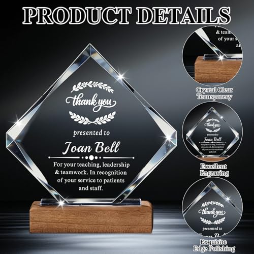 Image of Custom Crystal Award Trophy, Personalized Trophy with Company Logo & Text