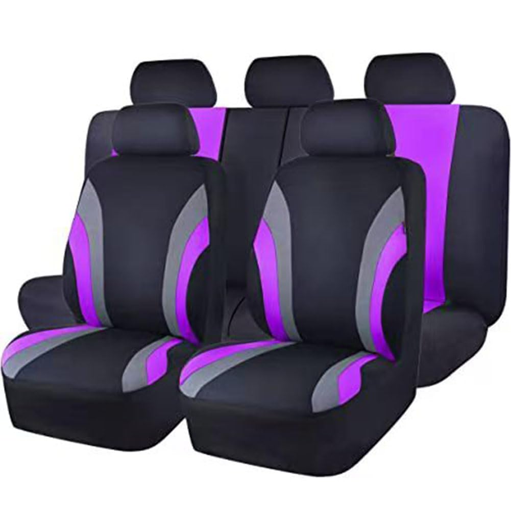 9 Piezas Fundas de Asiento de Coche para Opel/Vauxhall Corsa E 2014 2015 2016 2017 2018 2019, Fundas de Tela Antideslizantes para Asientos Delanteros y Traseros Accesorios Interiores,F