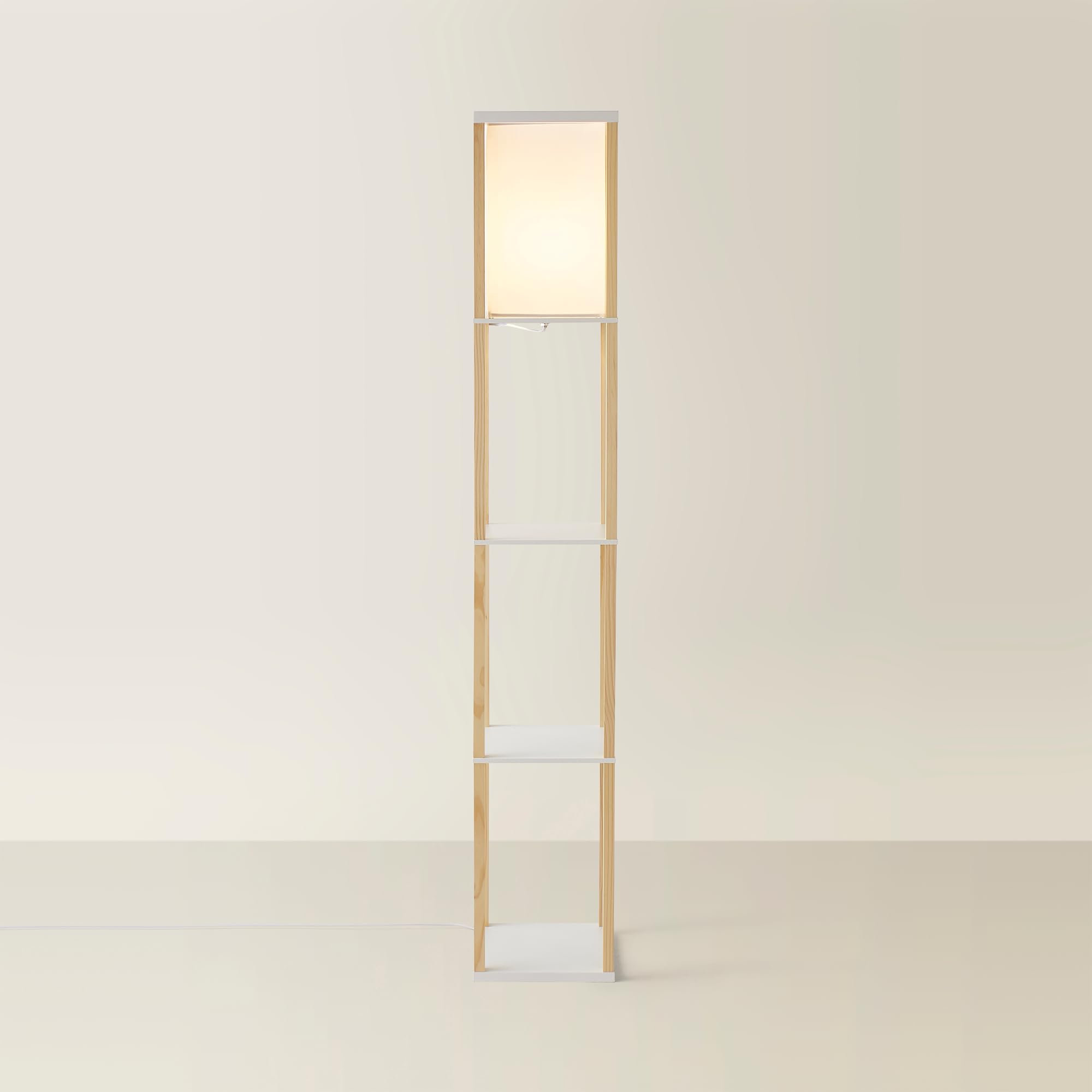 Minisun Oak | Wooden Floor Lamp With Shelves | Floor Lamps & Torchieres, Home Décor & Improvement Essential | Includes 10W Gls Bulb [3000K Warm White]
