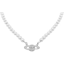 Pearl Necklace Women's Pearl Planet Necklace Saturn Pearl Necklace Pearl Orb Choker Birthday Anniversary Valentine's Day Gifts