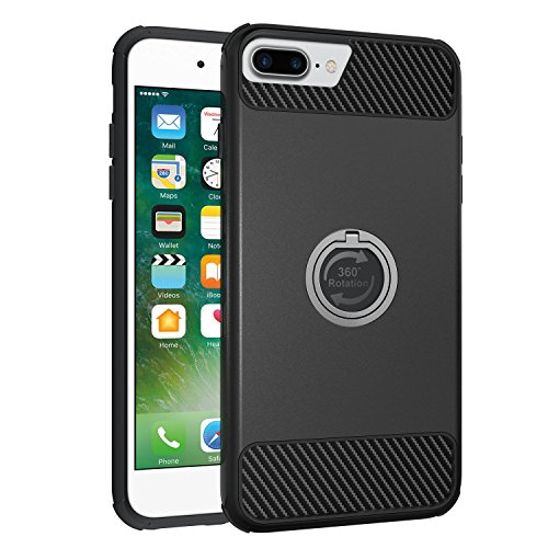 iPhone 7 Plus Case,IWAVION Hybrid Dual Layer Soft TPU and Hard Armor Rugged Heavy Duty Shockproof Anti-Scratch Case with 360 Degree Rotating Ring Grip kickstand for Apple iPhone 7 Plus 5.5