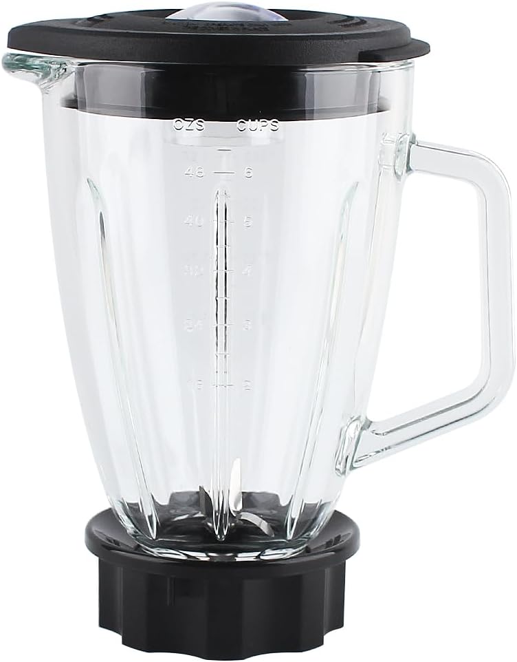 Replacement Parts 6-cups Glass Jar with Cross Blade and Collar,Compatible with Hamilton Beach Blenders 58147J, 58148,59149
