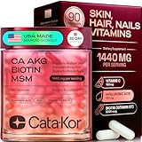 Cata-Kor Hair Skin and Nails Vitamins for Women – Biotin Collagen Hair Supplement | Hyaluronic Acid | Calcium AKG | MSM | Vitamin D3 K2 & C – Hair Growth Vitamins for Women – 30 Day Supply (1 Pack)
