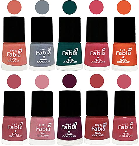 Image of ALL IN ONE (PACK OF 10), Long Lasting Glossy Nail Polish, 6 ml Each, All Vibrant Colours,02048