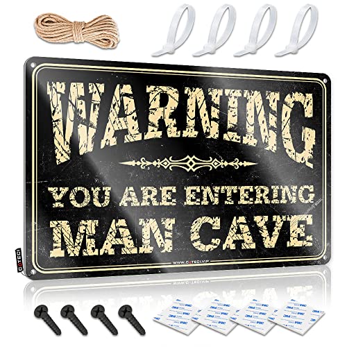 gaeruite Decor for Man Cave Warning You are Enter Man Caveメタルサインガンアクセサリー 男性用 おもしろオフィス装飾(サイズ:20X30CM)