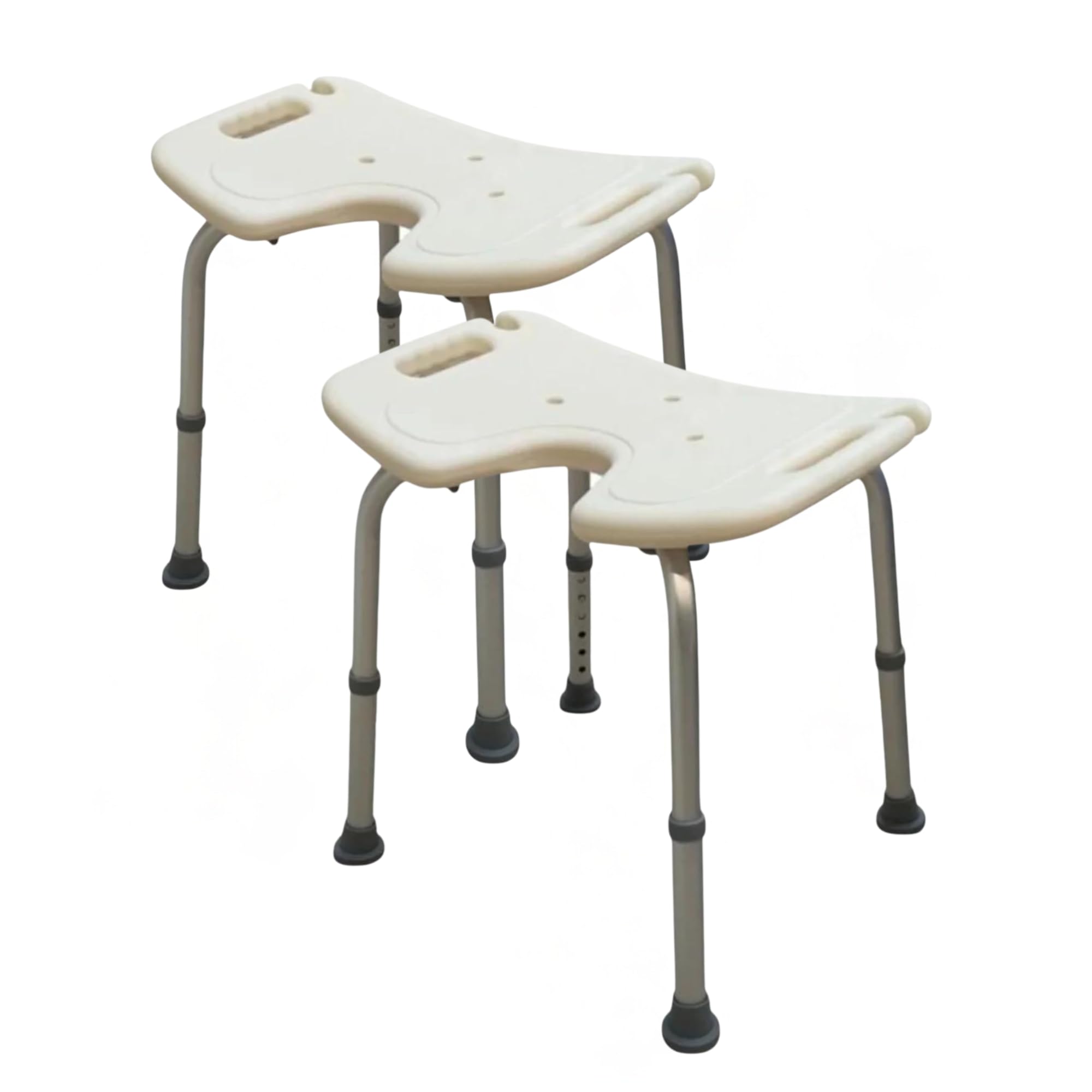 Taburete Baño en Forma de U | Taburete Ducha con asideras | Asiento Ortopédico | Regulable y Antideslizante | Silla Ducha Personas Mayores: Cómoda, Segura y Ligera | 120kg MAX (2 Unidades)