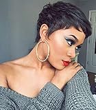 Naseily Short Black Pixie Cuts Hair Wigs African American Short Black Wig Female Hairstyles...