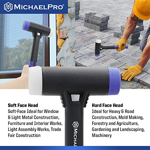 MichaelPro MP004026 13.6-Inches Double Faced Soft Mallet, Black and Blue - Image 2