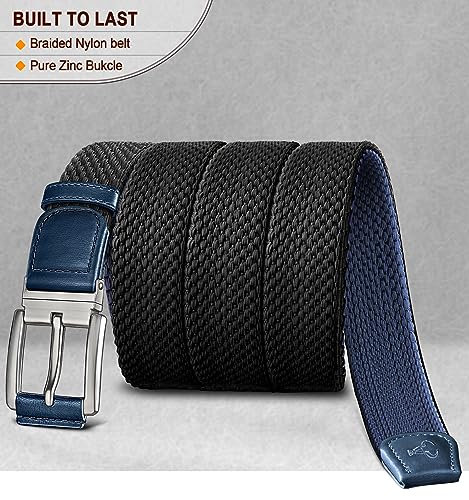 Image of BULLIANT Men Belt Rerversible Golf Belt Stretch Braided for Gift Men 1 3 /8 inch-2 In 1 Belt