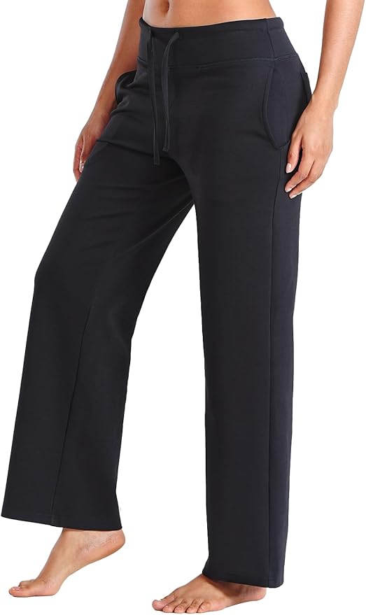 ALLZERO Casual Pants for Women Soft Wide Leg Pants with 4 Pockets High Waisted Lounge Pants 28''